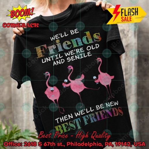 Flamingo We’ll Be Friends Until We’re Old And Senile T-shirt