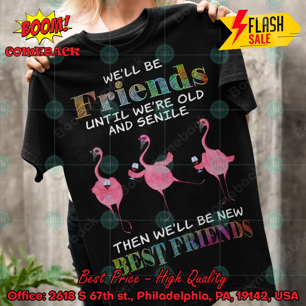 Flamingo We'll Be Friends Until We're Old And Senile T-shirt