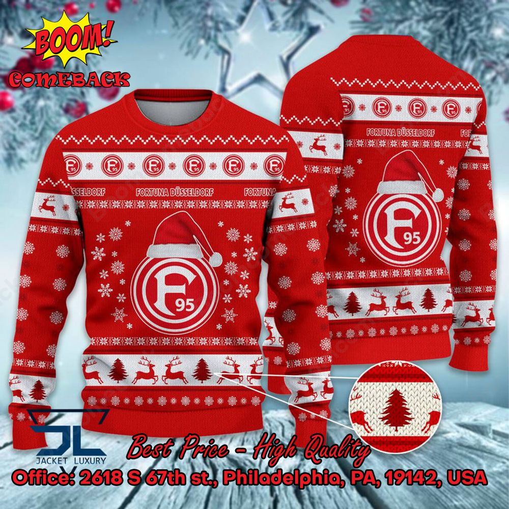 Fortuna Dusseldorf Logo Santa Hat Ugly Christmas Sweater