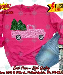 Glitter Pink Christmas Truck T-Shirt