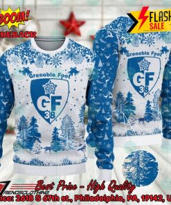 Grenoble Foot 38 Big Logo Pine Trees Ugly Christmas Sweater