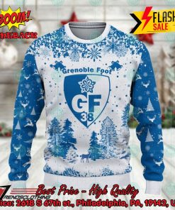 Grenoble Foot 38 Big Logo Pine Trees Ugly Christmas Sweater