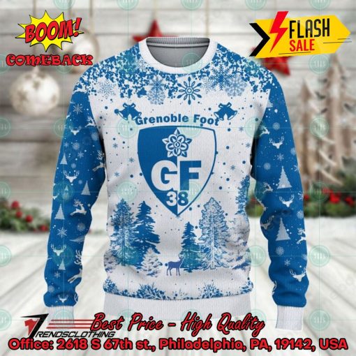 Grenoble Foot 38 Big Logo Pine Trees Ugly Christmas Sweater