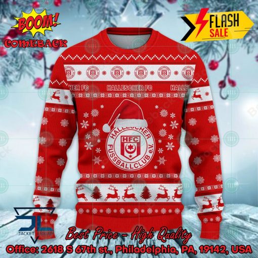 Hallescher FC Logo Santa Hat Ugly Christmas Sweater