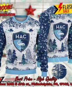 Havre Athletic Club Big Logo Pine Trees Ugly Christmas Sweater