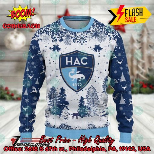 Havre Athletic Club Big Logo Pine Trees Ugly Christmas Sweater