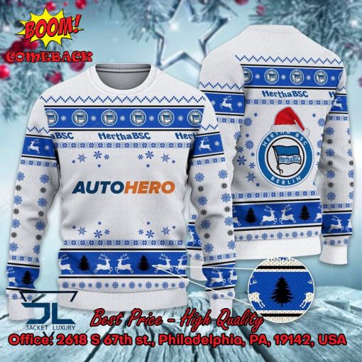 Hertha BSC Logo Santa Hat Ugly Christmas Sweater