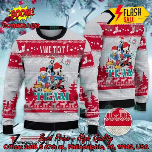 Liverpool Disney Characters Personalized Name Ugly Christmas Sweater