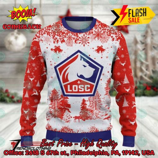 LOSC Lille Big Logo Pine Trees Ugly Christmas Sweater