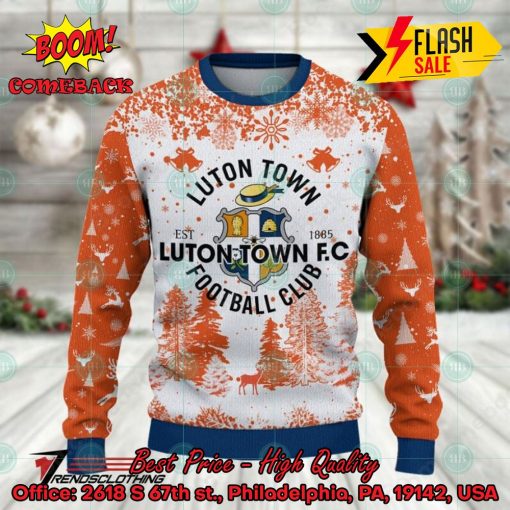Luton Town FC Big Logo Pine Trees Ugly Christmas Sweater