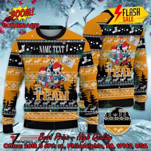 Luton Town FC Disney Characters Personalized Name Ugly Christmas Sweater