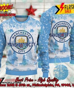 Manchester City Big Logo Pine Trees Ugly Christmas Sweater