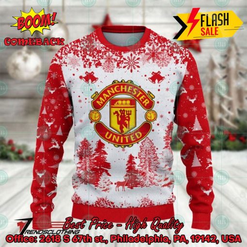 Manchester United Big Logo Pine Trees Ugly Christmas Sweater