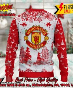 manchester united big logo pine trees ugly christmas sweater 3 4NAbS