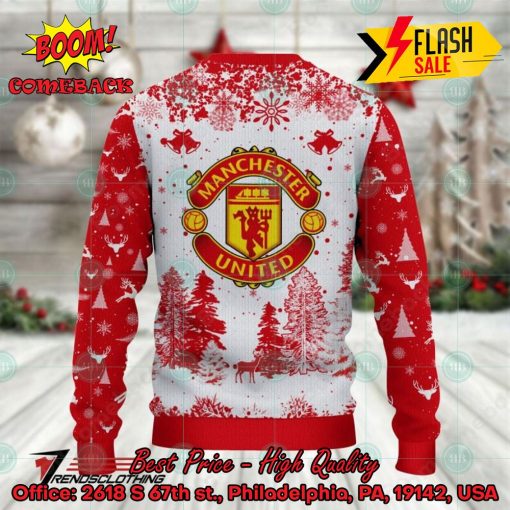 Manchester United Big Logo Pine Trees Ugly Christmas Sweater