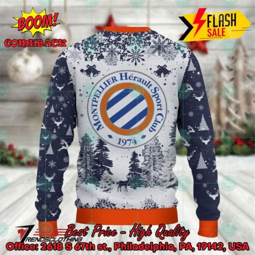 Montpellier HSC Big Logo Pine Trees Ugly Christmas Sweater