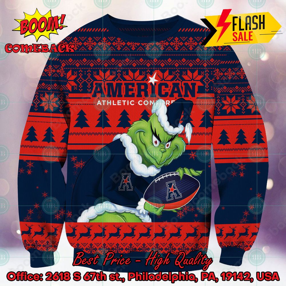 NCAA American Athletic Conference Sneaky Grinch Ugly Christmas Sweater
