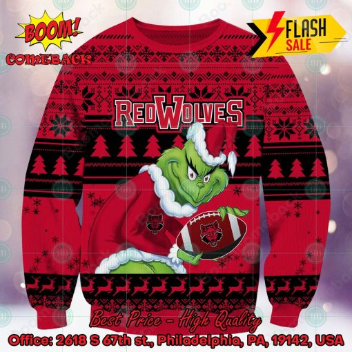 NCAA Arkansas State Red Wolves Sneaky Grinch Ugly Christmas Sweater