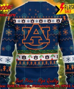 NCAA Auburn Tigers Grinch Hand Christmas Light Ugly Christmas Sweater