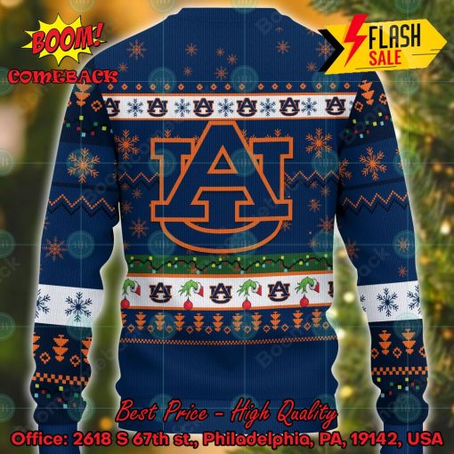 NCAA Auburn Tigers Grinch Hand Christmas Light Ugly Christmas Sweater