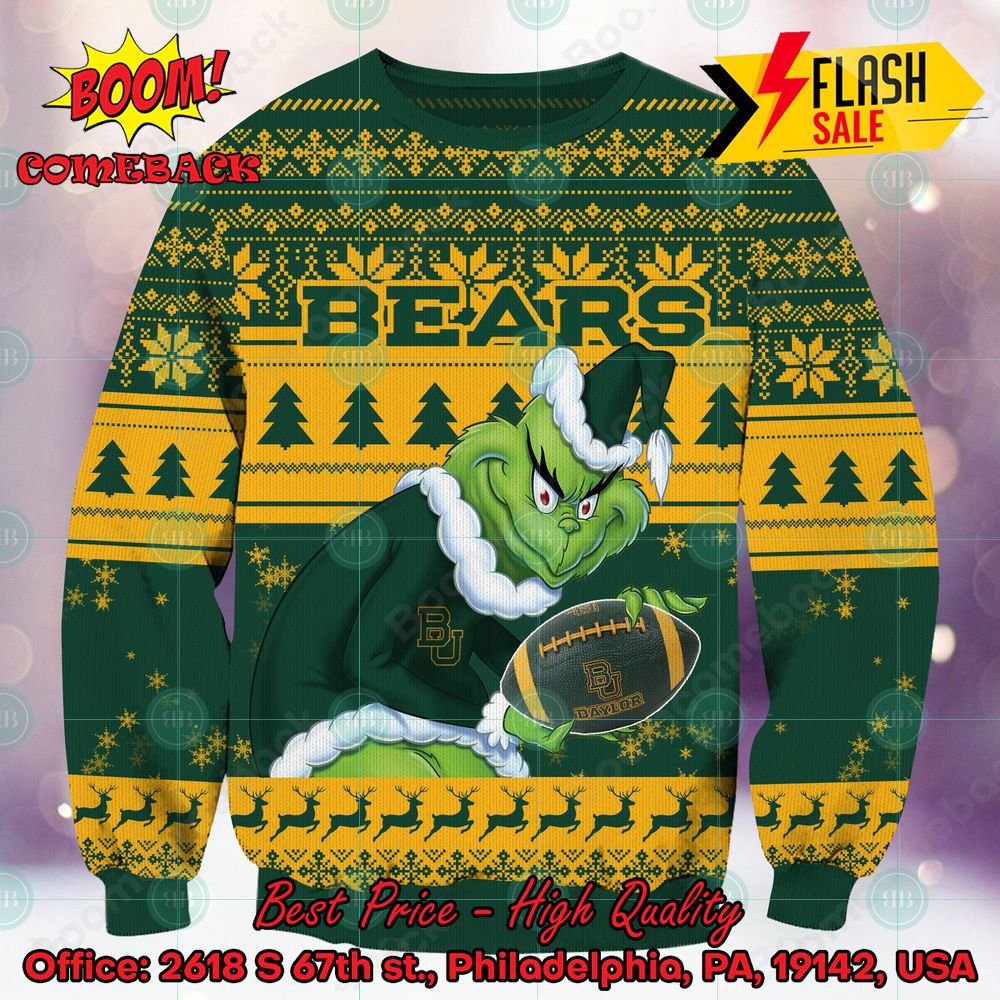 NCAA Baylor Bears Sneaky Grinch Ugly Christmas Sweater