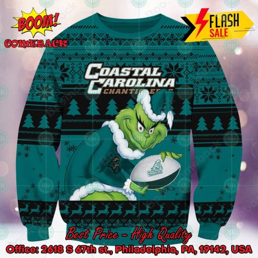 NCAA Coastal Carolina Chanticleers Sneaky Grinch Ugly Christmas Sweater