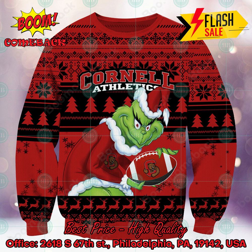 ncaa cornell big red sneaky grinch ugly christmas sweater 1 IFNbK