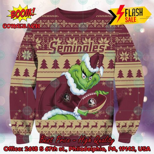 NCAA Florida State Seminoles Sneaky Grinch Ugly Christmas Sweater