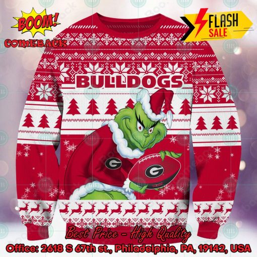 NCAA Georgia Bulldogs Logo Sneaky Grinch Ugly Christmas Sweater