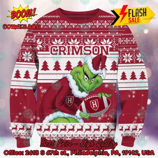 NCAA Harvard Crimson Sneaky Grinch Ugly Christmas Sweater