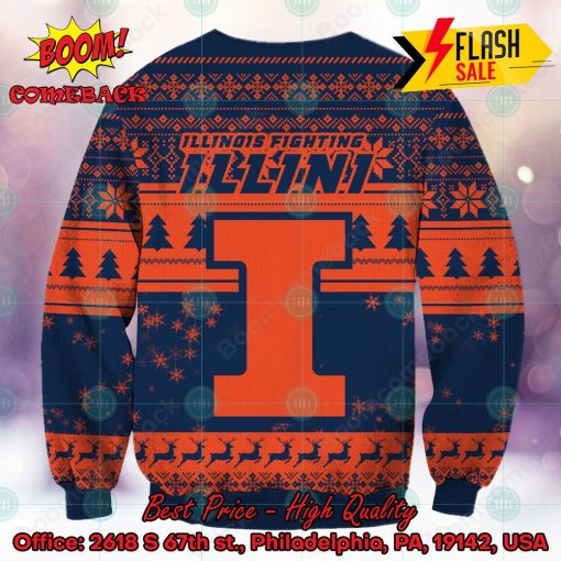 NCAA Illinois Fighting Illini Sneaky Grinch Ugly Christmas Sweater