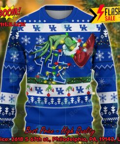 NCAA Kentucky Wildcats Grinch Hand Christmas Light Ugly Christmas Sweater