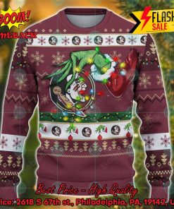 NCAA lorida State Seminoles Grinch Hand Christmas Light Ugly Christmas Sweater