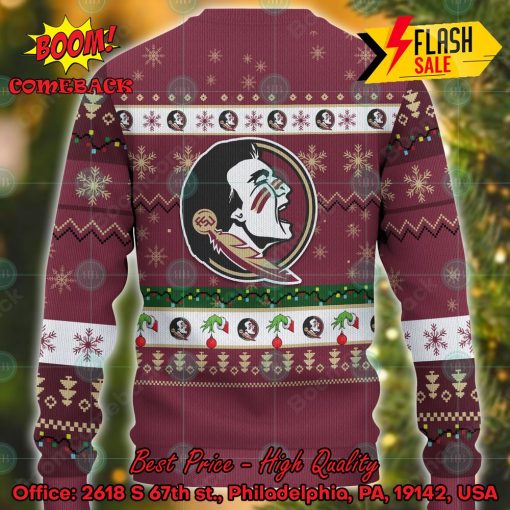 NCAA lorida State Seminoles Grinch Hand Christmas Light Ugly Christmas Sweater