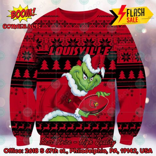 NCAA Louisville Cardinals Sneaky Grinch Ugly Christmas Sweater
