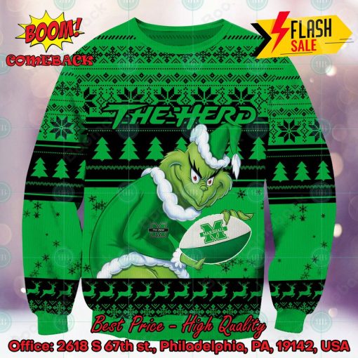 NCAA Marshall Thundering Herd Sneaky Grinch Ugly Christmas Sweater