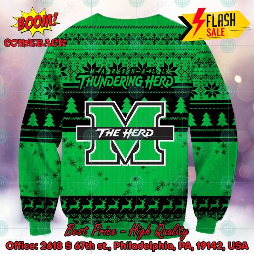 NCAA Marshall Thundering Herd Sneaky Grinch Ugly Christmas Sweater