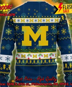 NCAA Michigan Wolverines Grinch Hand Christmas Light Ugly Christmas Sweater