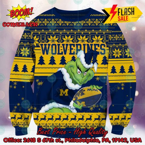 NCAA Michigan Wolverines Logo Sneaky Grinch Ugly Christmas Sweater