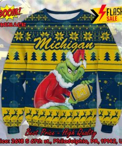 NCAA Michigan Wolverines Sneaky Grinch Ugly Christmas Sweater