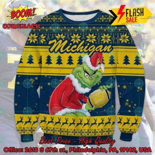 NCAA Michigan Wolverines Sneaky Grinch Ugly Christmas Sweater