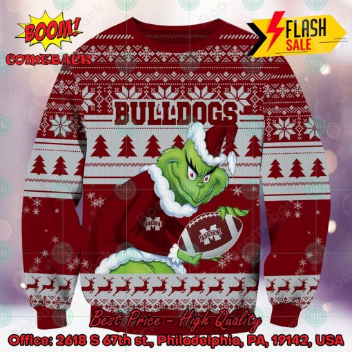 NCAA Mississippi State Bulldogs Sneaky Grinch Ugly Christmas Sweater
