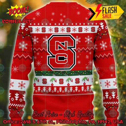 NCAA NC State Wolfpack Grinch Hand Christmas Light Ugly Christmas Sweater