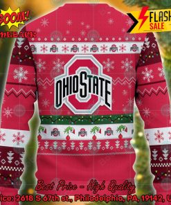 NCAA Ohio State Buckeyes Grinch Hand Christmas Light Ugly Christmas Sweater