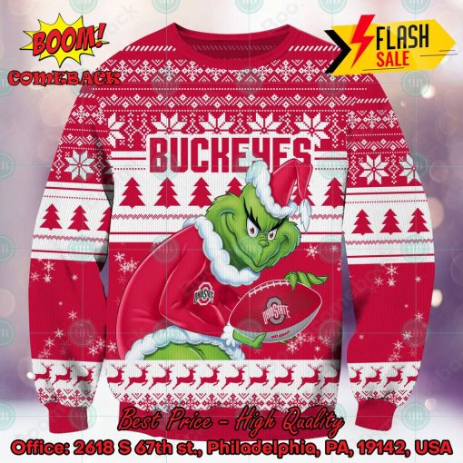NCAA Ohio State Buckeyes Logo Sneaky Grinch Ugly Christmas Sweater
