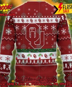 NCAA Oklahoma Sooners Grinch Hand Christmas Light Ugly Christmas Sweater