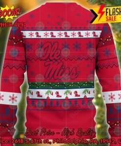 NCAA Ole Miss Rebels Grinch Hand Christmas Light Ugly Christmas Sweater