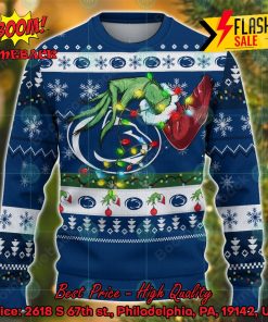 NCAA Penn State Nittany Lions Grinch Hand Christmas Light Ugly Christmas Sweater