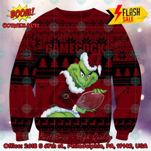 NCAA South Carolina Gamecocks Sneaky Grinch Ugly Christmas Sweater