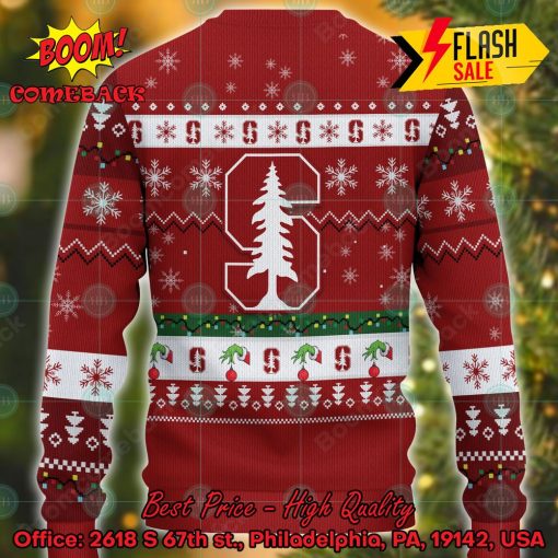 NCAA Stanford Cardinal Grinch Hand Christmas Light Ugly Christmas Sweater